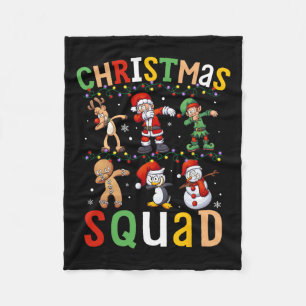 Christmas Squad Santa Dabbing Elf Family Matching Fleece Blanket
