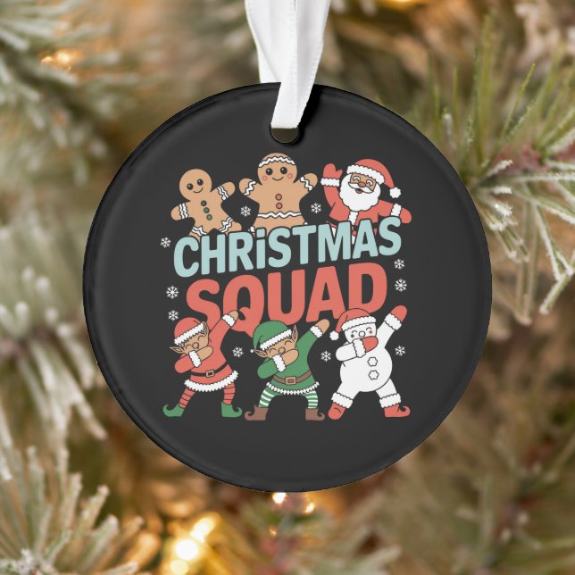 Christmas Squad Santa Dabbing Elf Family Matching  Ornament (Tree)