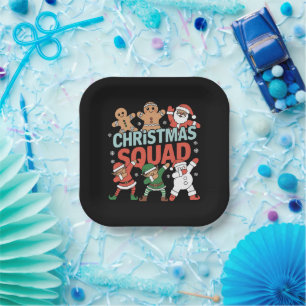 Christmas Squad Santa Dabbing Elf Family Matching  Paper Plate
