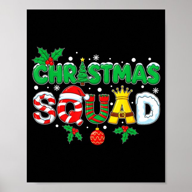 Christmas Squad Santa Dabbing Elf Family Matching  Poster (Front)