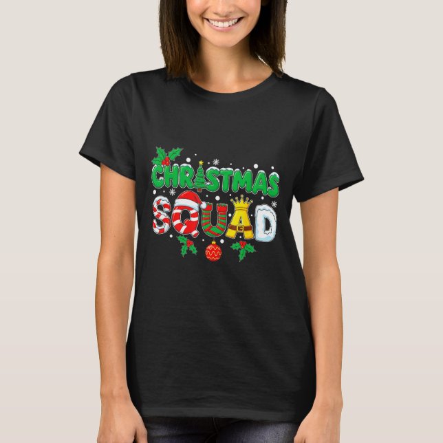 Christmas Squad Santa Dabbing Elf Family Matching  T-Shirt (Front)