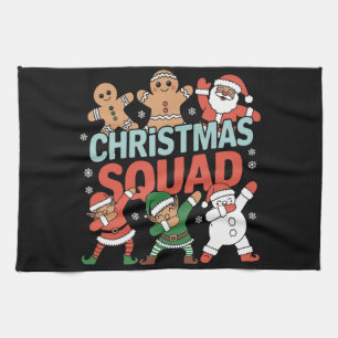 Christmas Squad Santa Dabbing Elf Family Matching Tea Towel