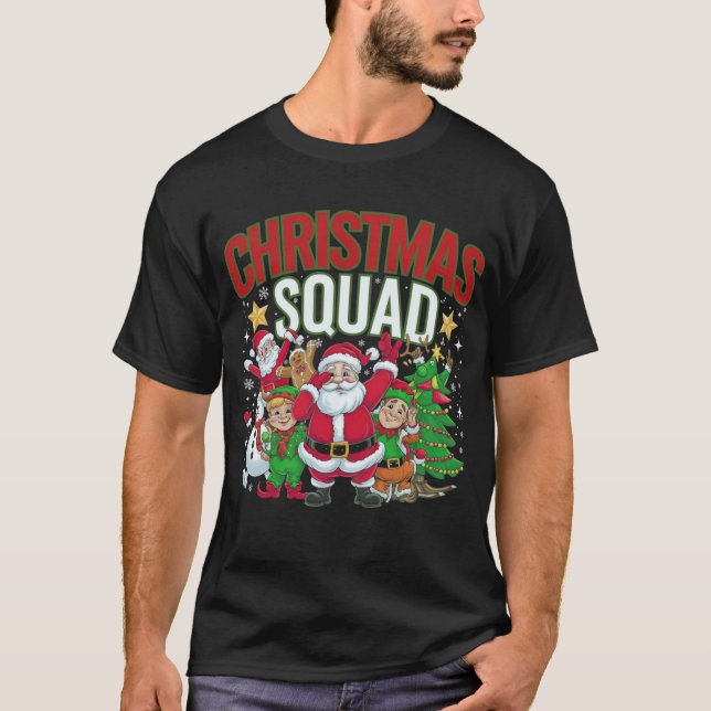 Christmas Squad Santa Dabbing Elf Family Pyjamas  T-Shirt (Front)