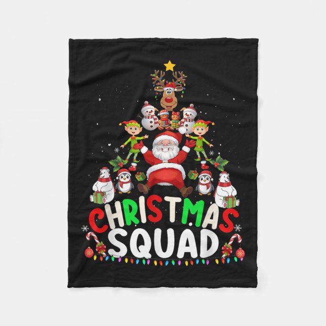 Christmas Squad Santa Elf Tree Xmas Family Matchin Fleece Blanket (Front)