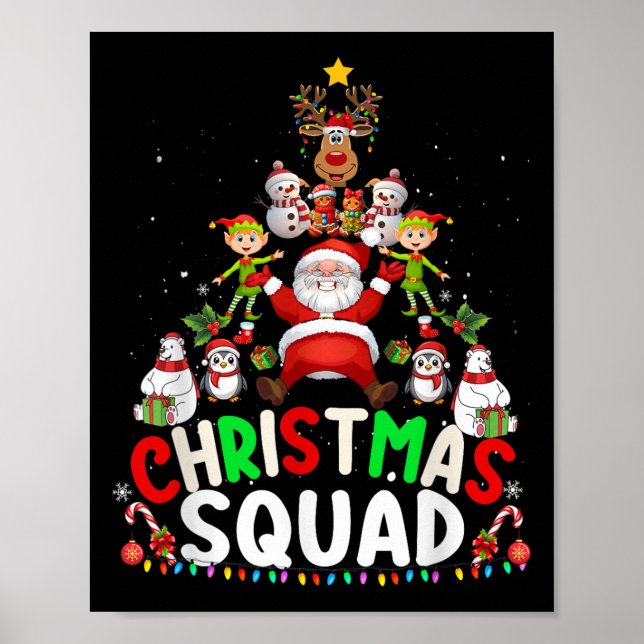 Christmas Squad Santa Elf Tree Xmas Family Matchin Poster (Front)