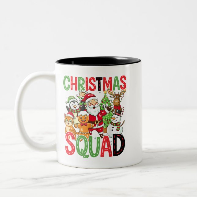 Christmas Squad Santa Family Matching Xmas Two-Tone Coffee Mug (Left)