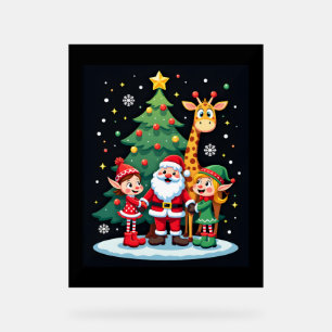 Christmas Squad Santa Giraffe Elf Dabbing Matching Acrylic Sign
