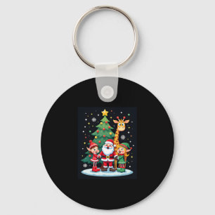Christmas Squad Santa Giraffe Elf Dabbing Matching Key Ring
