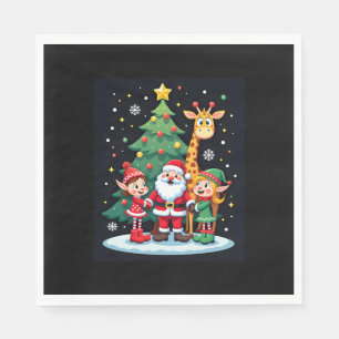 Christmas Squad Santa Giraffe Elf Dabbing Matching Napkin