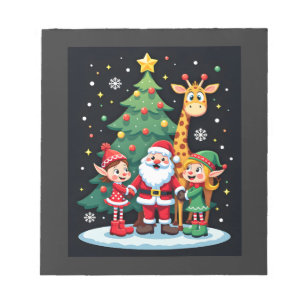Christmas Squad Santa Giraffe Elf Dabbing Matching Notepad
