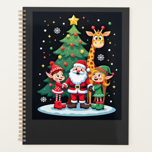 Christmas Squad Santa Giraffe Elf Dabbing Matching Planner (Front)
