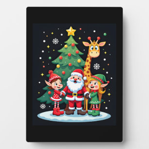 Christmas Squad Santa Giraffe Elf Dabbing Matching Plaque