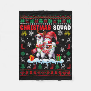 Christmas Squad Santa Gnome Riding Llama Reindeer  Fleece Blanket