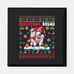 Christmas Squad Santa Gnome Riding Llama Reindeer Magnet