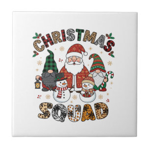 Christmas Squad Santa Gnomes Snowmen Leopard Zebra Ceramic Tile