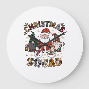 Christmas Squad Santa Gnomes Snowmen Leopard Zebra Large Clock