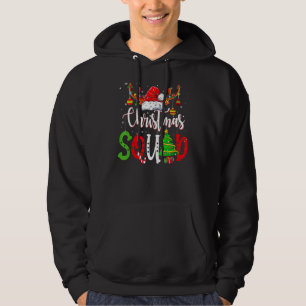 Christmas Squad Santa Hat Reindeer Antlers Tree Fa Hoodie