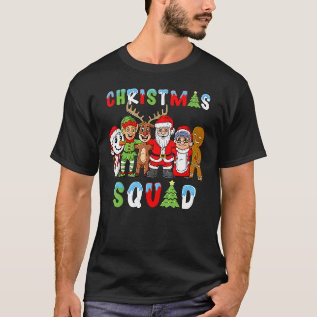 Christmas Squad Santa Reindeer Elf Boys Girls Kids T-Shirt (Front)