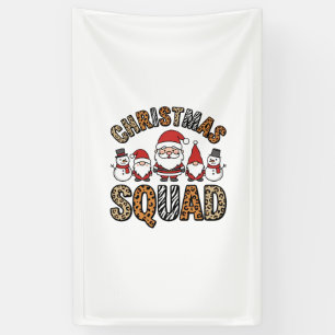 Christmas Squad Santa Snowman Leopard Print Design Banner