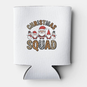 Christmas Squad Santa Snowman Leopard Print Design Can Cooler