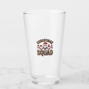 Christmas Squad Santa Snowman Leopard Print Design Glass