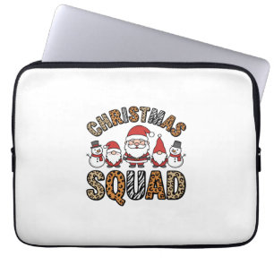 Christmas Squad Santa Snowman Leopard Print Design Laptop Sleeve