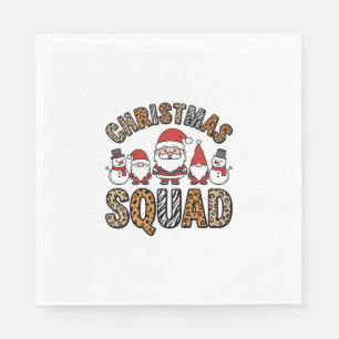 Christmas Squad Santa Snowman Leopard Print Design Napkin