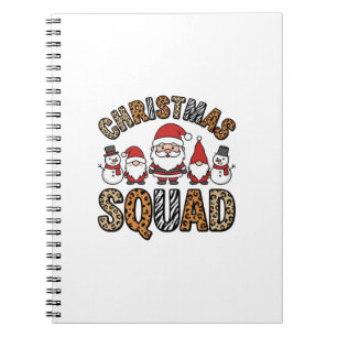 Christmas Squad Santa Snowman Leopard Print Design Notebook