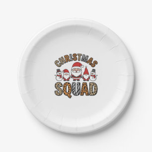 Christmas Squad Santa Snowman Leopard Print Design Paper Plate