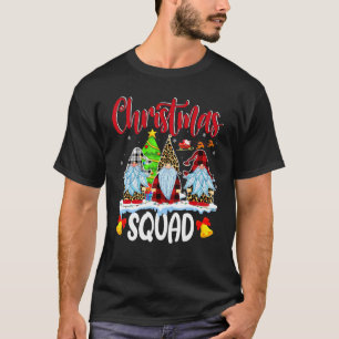 Christmas Squad White Leopard Red Plaid Gnomes T-Shirt