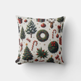Christmas square cushion, wreath shape cushion