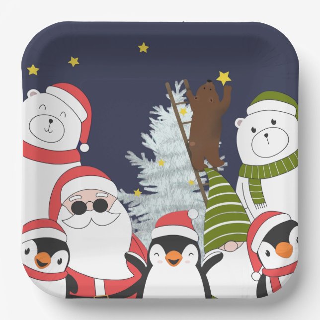 Christmas Square Paper Plate (Front)