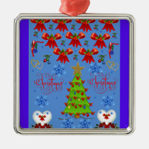 Christmas square premium ornament light blue