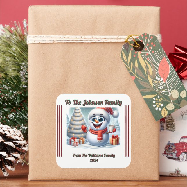 Christmas Square Sticker for Gifting (Holiday)