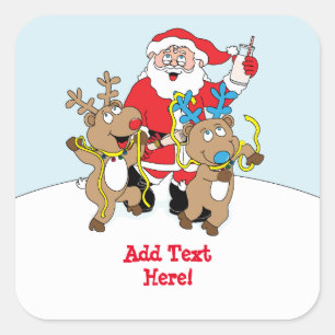 Christmas Square Stickers Santa Claus
