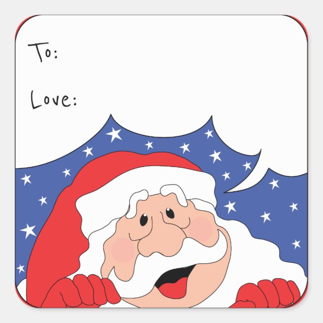 Christmas Square Stickers Santa Says Personalise (Front)