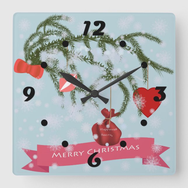 Christmas Square Wall Clock (Front)