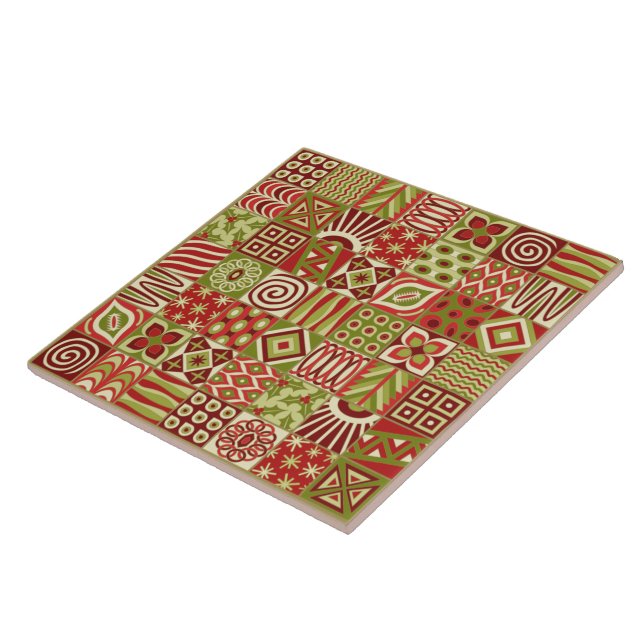 Christmas Squares Trivet/ Ceramic Tile (Side)