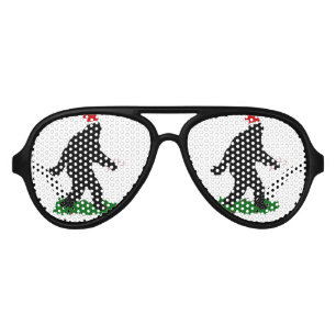 Christmas Squatch - Squatchin' with Candy Canes Aviator Sunglasses