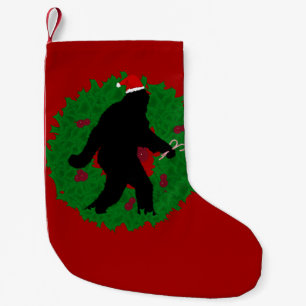 Christmas Squatchin' with Wreath Small Christmas Stocking