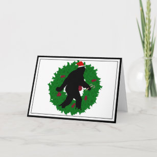 Christmas Squatchin' Wreath Holiday Card