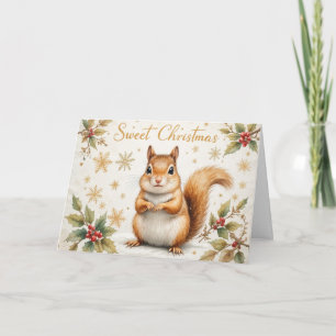Christmas Squirrel Adorable Woodland Holiday Art Card