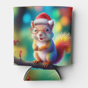 Christmas Squirrel As Santa Claus-56765 Can Cooler