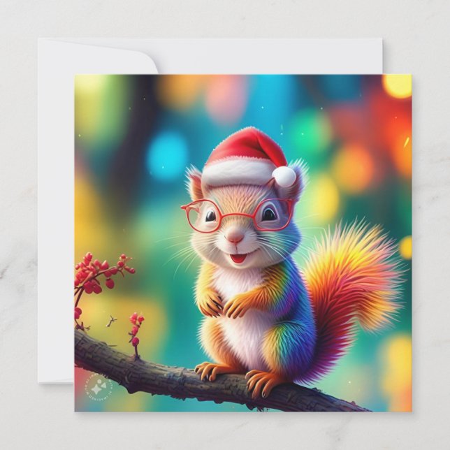 Christmas Squirrel As Santa Claus-56765 Invitation (Front)