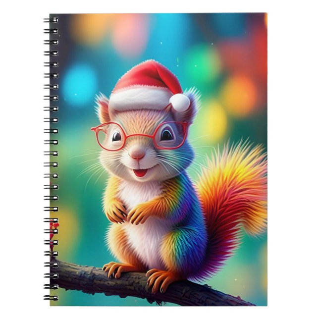 Christmas Squirrel As Santa Claus-56765 Notebook (Front)