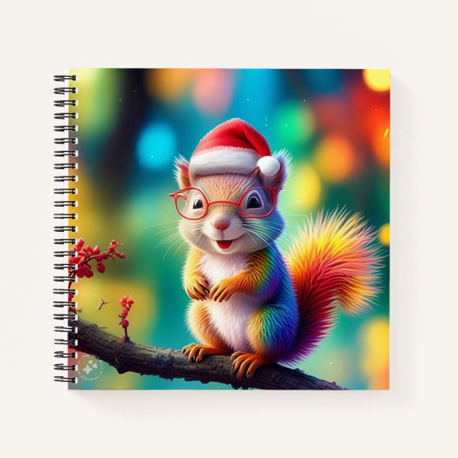 Christmas Squirrel As Santa Claus-56765 Notebook (Front)
