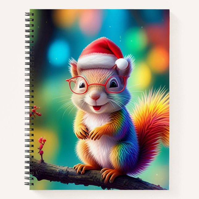 Christmas Squirrel As Santa Claus-56765 Notebook (Front)