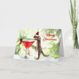 Christmas Squirrel at Happy Hour Holiday Card