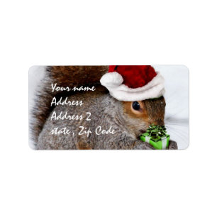 Christmas Squirrel card Label