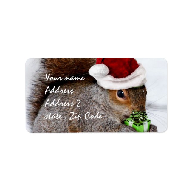 Christmas Squirrel card Label (Front)